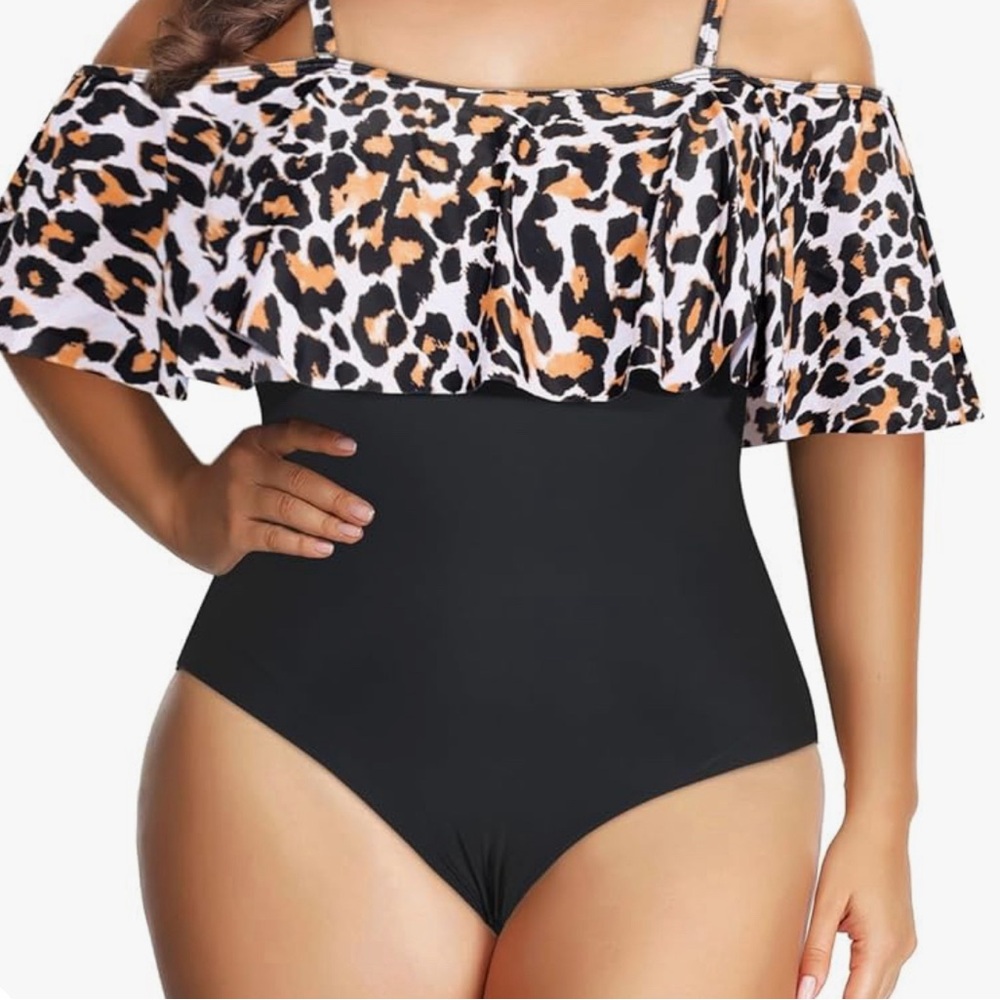 Daci Women Off Shoulder One Piece Swimsuits Tummy Control Bathing Suits Ruffle